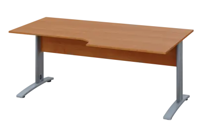 ERK 28 - 188 stůl kancelářský, rohový, pravý, kovová podnož stříbrná, deska 25 mm, široký 1800 mm, olše jantar